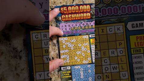 5 000 000 CashWord Crossword NEW FLORIDA LOTTERY TICKET Saturday