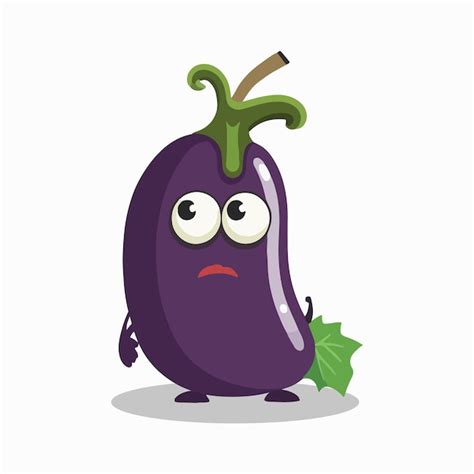 Premium Vector Vector Cute Eggplant Cartoon Style