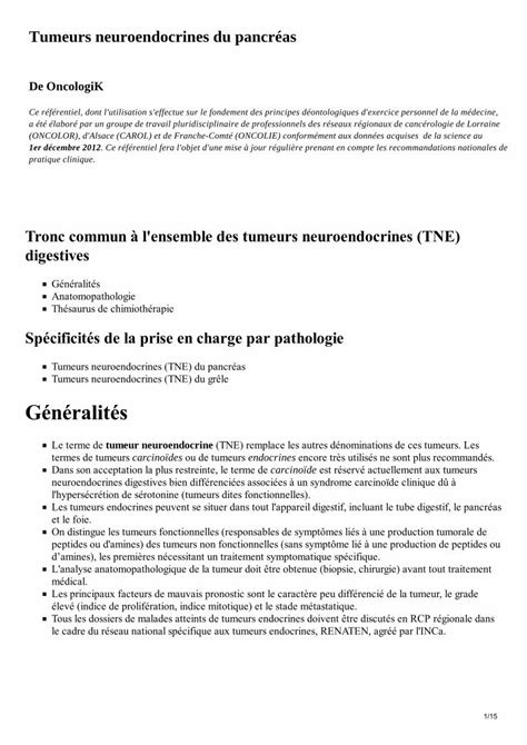 PDF Tumeurs neuroendocrines du pancréas oncolie fr une