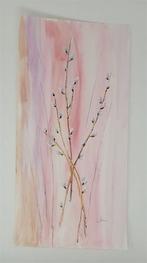Pussy Willows Original Watercolor Painting Etsy