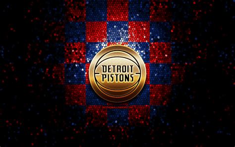 Download Wallpapers Detroit Pistons Glitter Logo Nba Red Blue