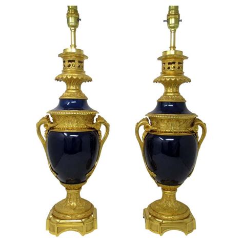 Pair Of Antique French Sèvres Porcelain Ormolu Gilt Bronze Table Urn