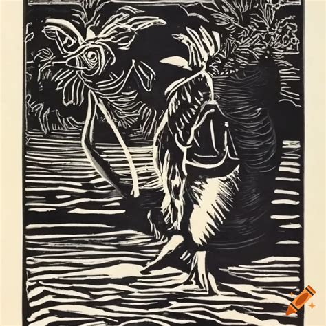 Linocut Artwork Titled Achaphubuil On Craiyon