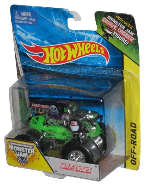 Hot Wheels Monster Jam Off Road Grave Digger Green Truck W Black Mini Figure Damaged