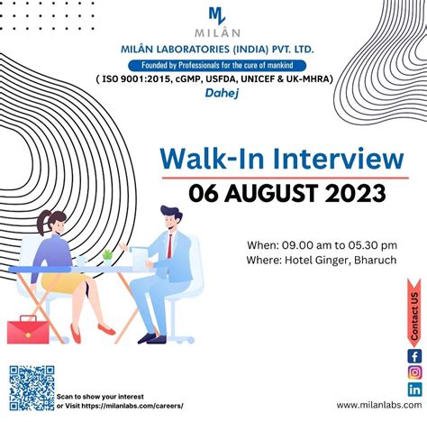 MILÂN LABORATORIES Walk In Interview for Production Packing IPQA RM