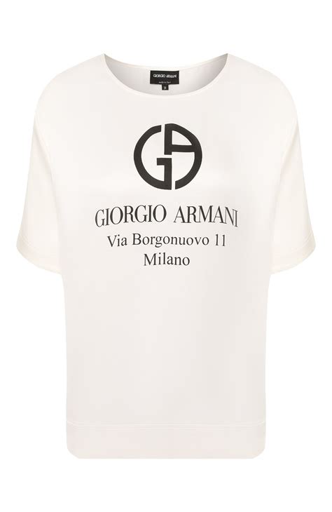 Женская белая шелковая футболка GIORGIO ARMANI купить в интернет ...