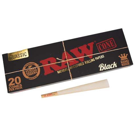 Raw Black Classic Pre Rolled King Size Cones 20 Pack The Juicyjoint