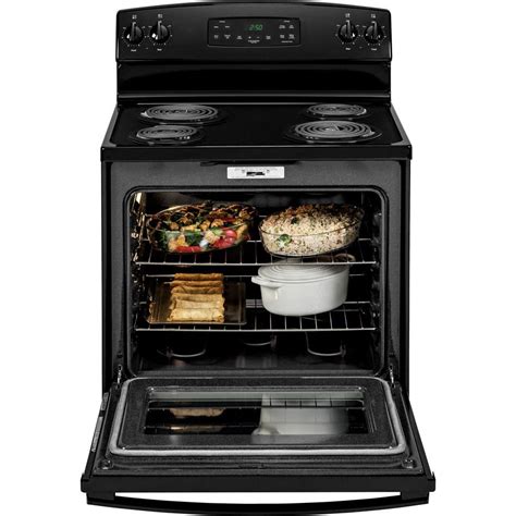 Ge 30 In 4 Elements 53 Cu Ft Self Cleaning Freestanding Electric Range Black Oven