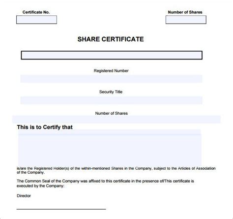 14+ Share Certificate Templates | Free Printable Word & Pdf Throughout ...