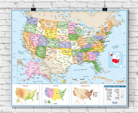 Intermediate Us And World Political Classroom Wall Map Combo Set World Maps Online