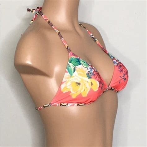 Hobie Floral Triangle Top Cheeky Bikini Set Orange La Gem