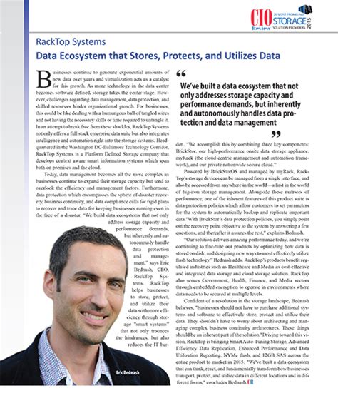 Eric Bednash Featured In CIO Review RackTop BrickStor Security Platform