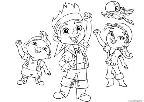 Coloriage Jake Izzy Cubby Et Skully Pirate Enfant JeColorie