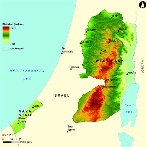 Topography of the occupied Palestinian territory | Download Scientific ...