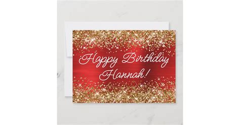 Gold Glitter Red Foil Modern Happy Birthday Card Zazzle