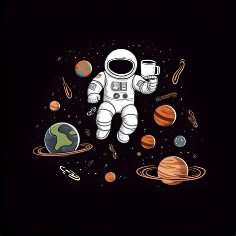 Free AI Image | Astronaut in space Hand drawn vector illustration on ...