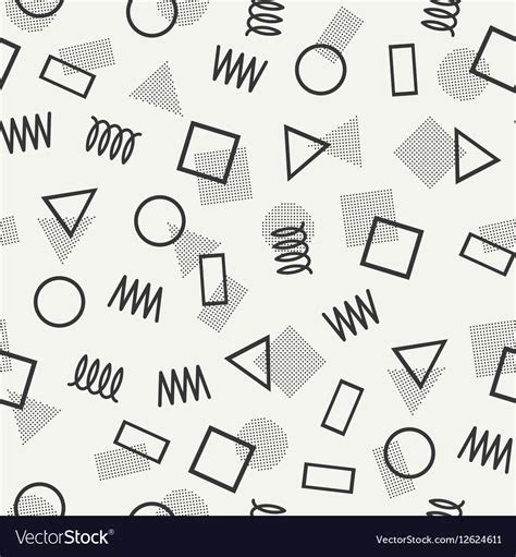 Retro Memphis Geometric Line Shapes Seamless Vector Image