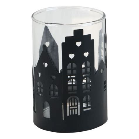 Floristik24 de Windlicht Weihnachten Kerzenhalter Schwarz Ø11cm 2St 09300