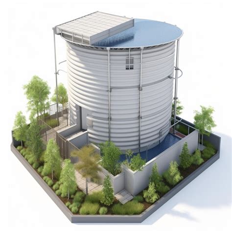 Premium Ai Image Rooftop Rainwater Harvesting Building With Rainwater