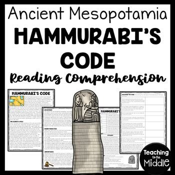 Ancient Mesopotamia Hammurabi S Code Reading Comprehension Worksheet