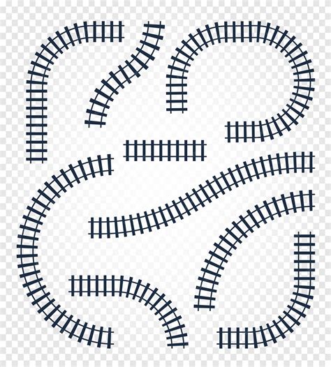Premium Vector | Isolated curvy and straight rails set railway top view