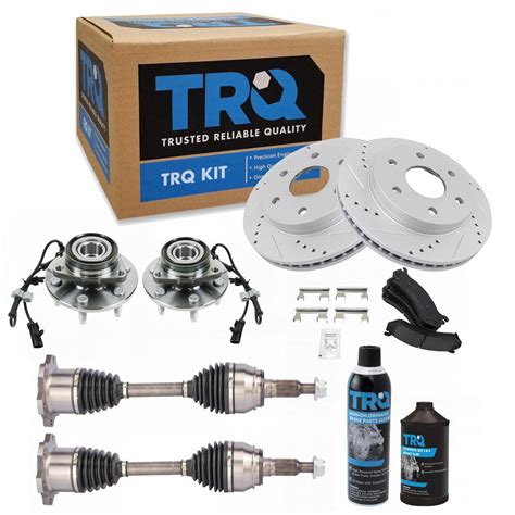 TRQ CV Axle Wheel Hub Ceramic Brake Pad Performance Rotor Kit For