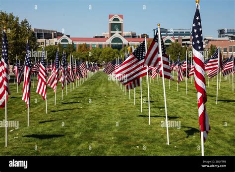 Flags At The The 911 Healing Field At The City Hall Sandy Utah Stock