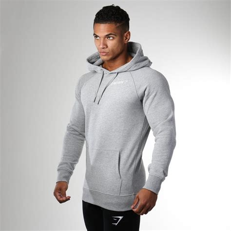 Gymshark Crest Pullover Hoodie Light Grey Marl Hoodies Workout