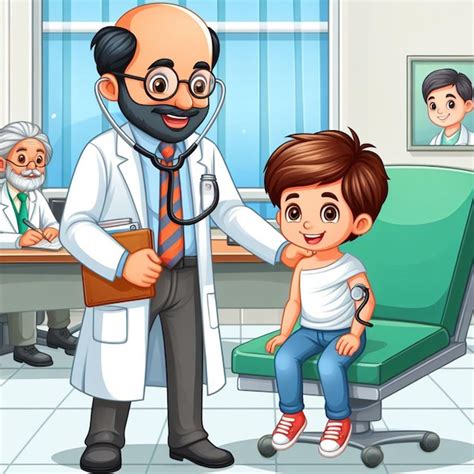 Premium Photo | Doctor with kids in hospital cartoon images Cartoon illustration for school ...