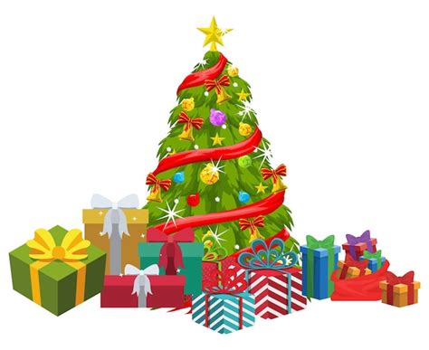 Premium Vector Christmas Tree With Gifts