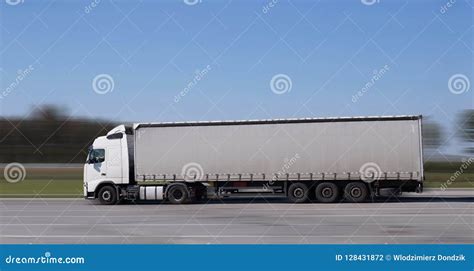 Very Fast a 18 Wheeler Truck Driving on the Highway. Stock Photo ...