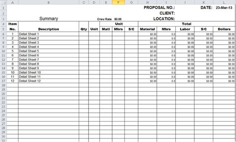 Drywall Project Cost Estimate Excel Template Construction Project