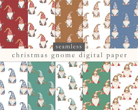 Christmas Gnome Digital Paper Seamless Christmas Patterns Scrapbook