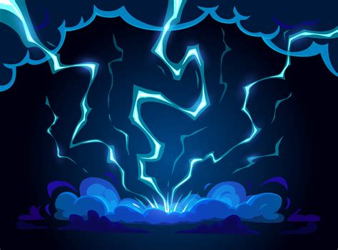 Cartoon blue lightning, thunderstorm discharge 15600239 Vector Art at ...