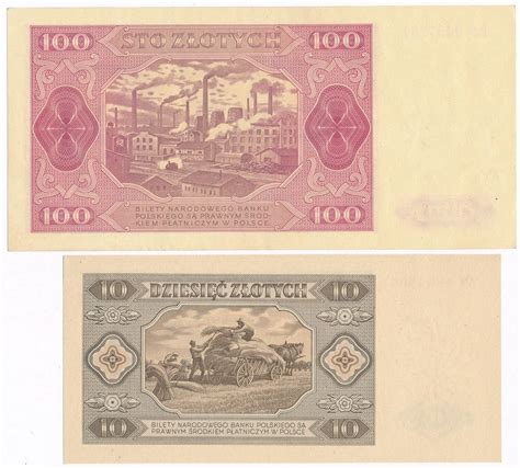 Banknoty Zestaw 10 złotych 1948 seria AW i 100 złotych 1948 seria IA