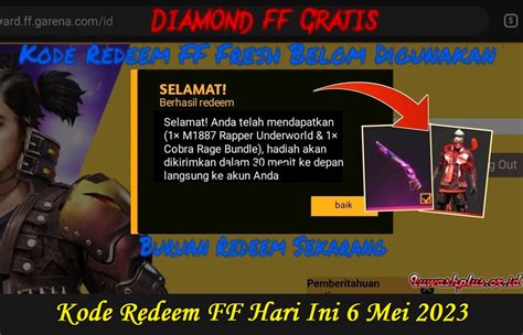 Kode Redeem FF Hari Ini 6 Mei 2023 Cara Memasukkan Kode