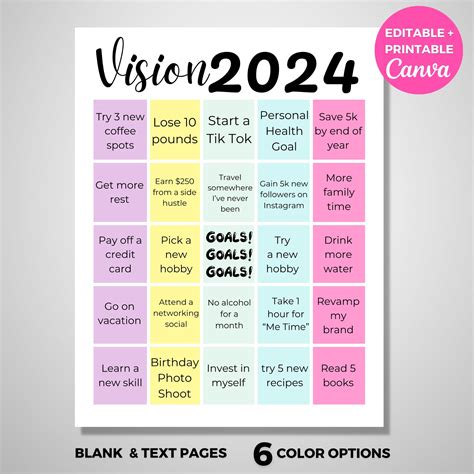 Vision Board Template Vision Board Bingo Vision Board Kit Vision Board