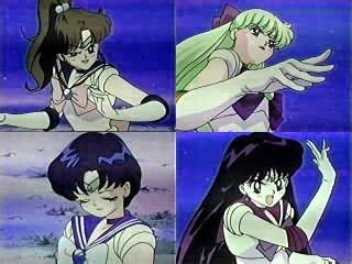 The Sailor Scouts seem to be turning against Sailor Moon. Sailor Mars blasts Sailor Moon with ...