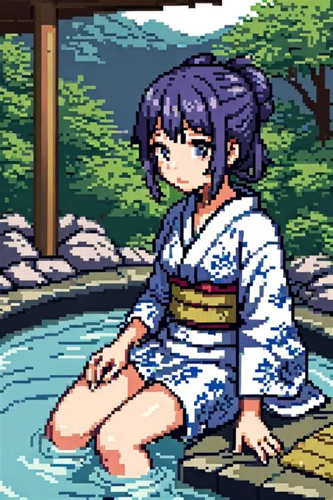 1girl Hot Spring Wearing Kim Image Created By Tensor Art