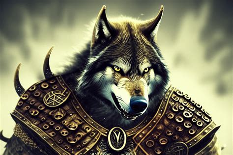 Battling Viking Wolf Extreme Centered Portrait 3D Art · Creative Fabrica