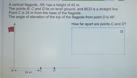 Solved A Vertical Flagpole AB Has A Height Of 42 M The Points B C