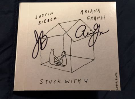 Stuck With U Cd Single Original Autographed Signed Ariana Grande Justin