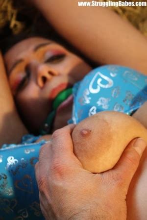 Hot Girl In A Blue Lingerie Gets Gagballed And Bound On XXX Dessert