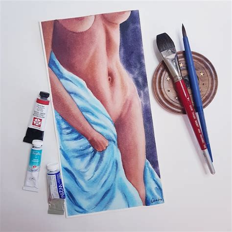 Watercolor Nude Etsy