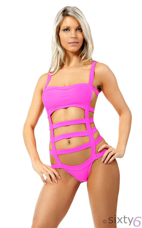 Sexy Monokini Beach Bikini Badeanzug Neon Pink GoGo Dance Wear Badeanzug Swimwea EBay