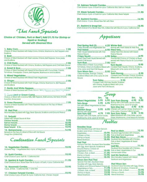 Thai Thai Restaurant Menu, Menu for Thai Thai Restaurant, Melbourne ...