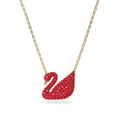 Collar Swarovski Iconic Swan Cisne Rojo Ba O Tono Oro Tienda