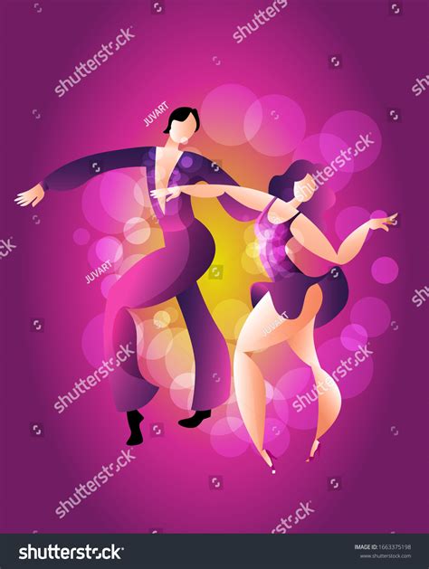 Beautiful Couple Dancing Latin American Dance Stock Vector Royalty