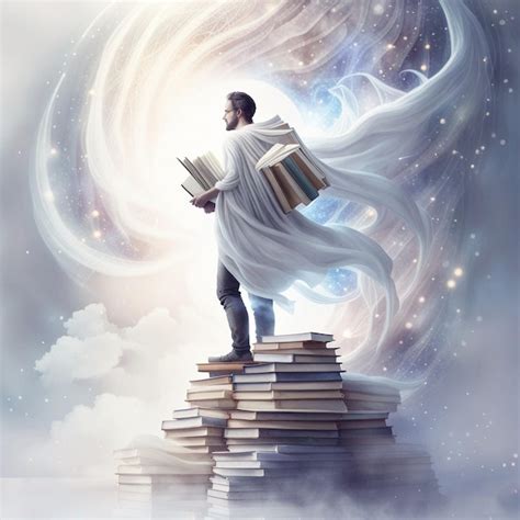 Premium Ai Image Man Carrying Books Fantasy Art