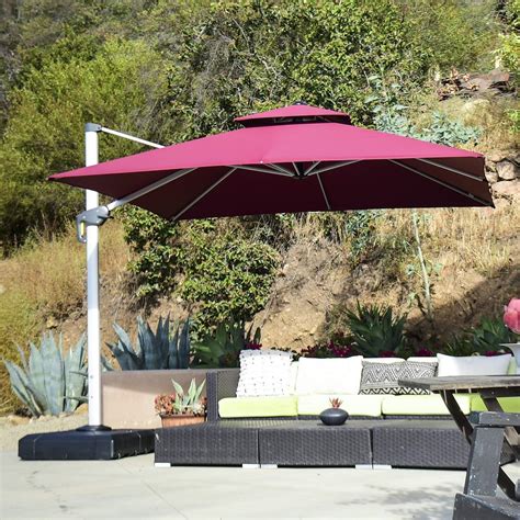 Purple Leaf 10ft Patio Umbrella Outdoor Square Umbrella Large Cantilever Umbrella Windproof